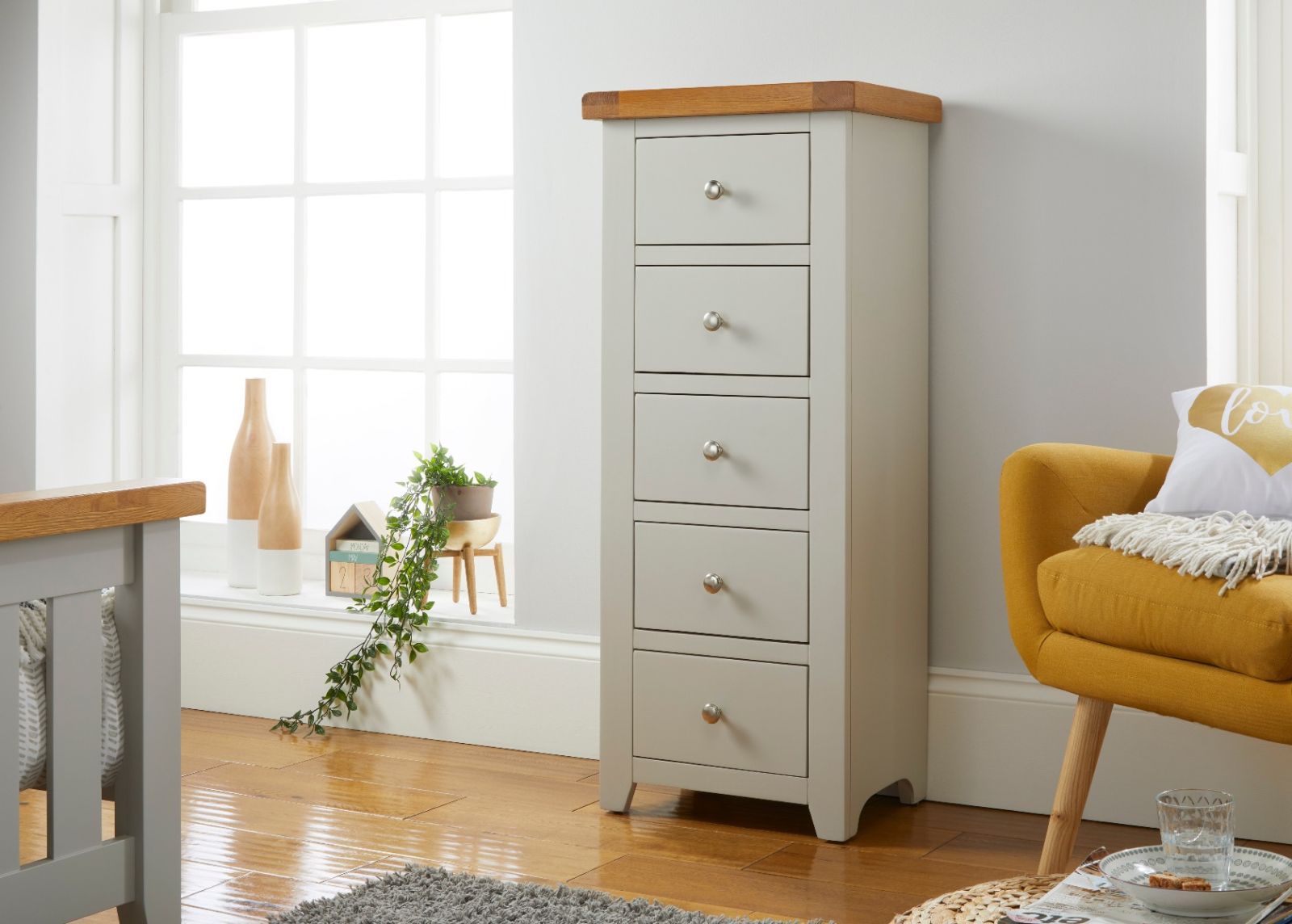 Cheshire Grey Painted 5 Drawer Tallboy Chest of Drawers - SUMMER SALE Cheshire Grey Painted 5 Drawer Tallboy Chest of Drawers - SUMMER SALE