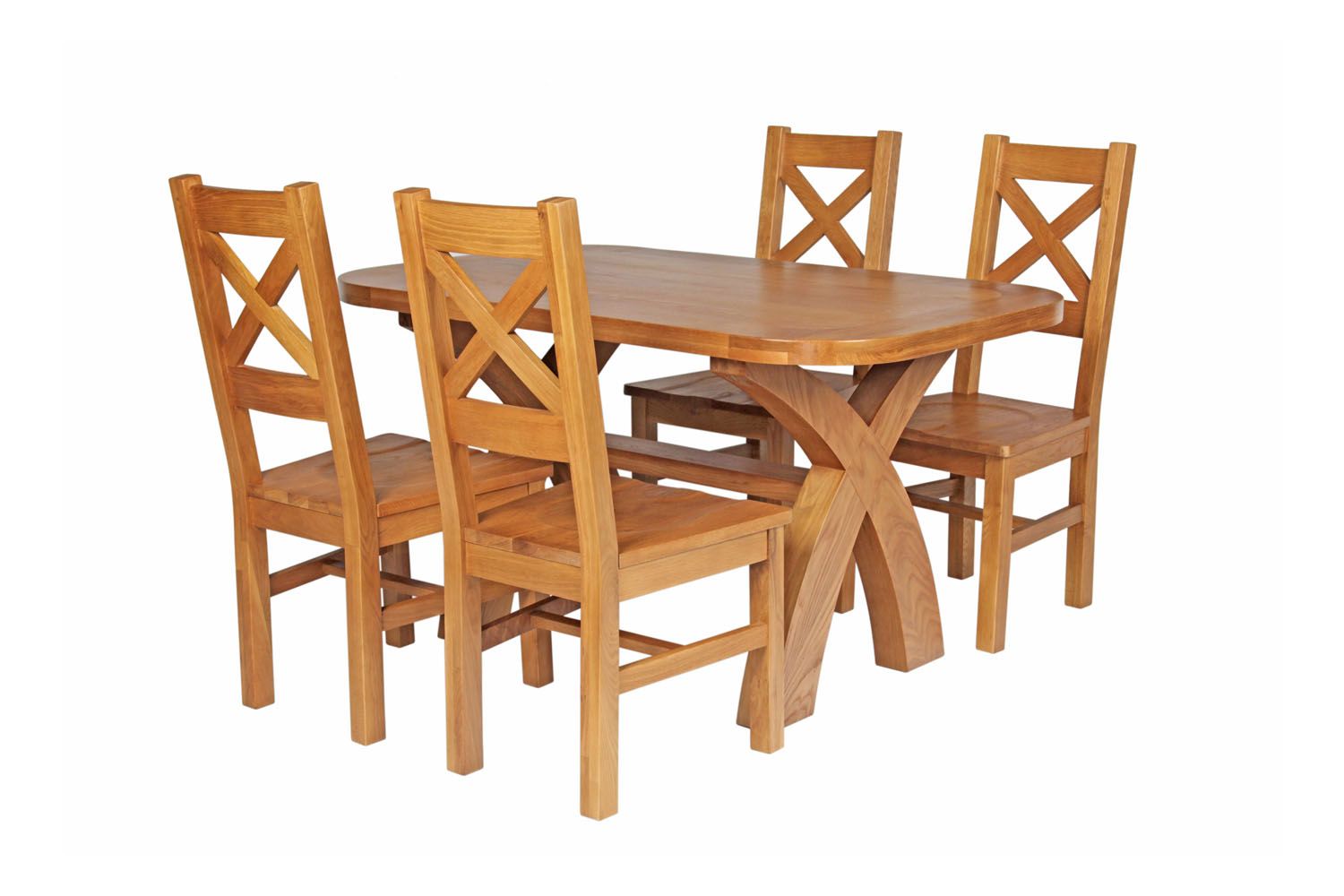 Country Oak 140cm Cross Leg Fixed Oval Table and 4 Windermere Timber Seat Chairs Country Oak 140cm Cross Leg Fixed Oval Table and 4 Windermere Timber Seat Chairs