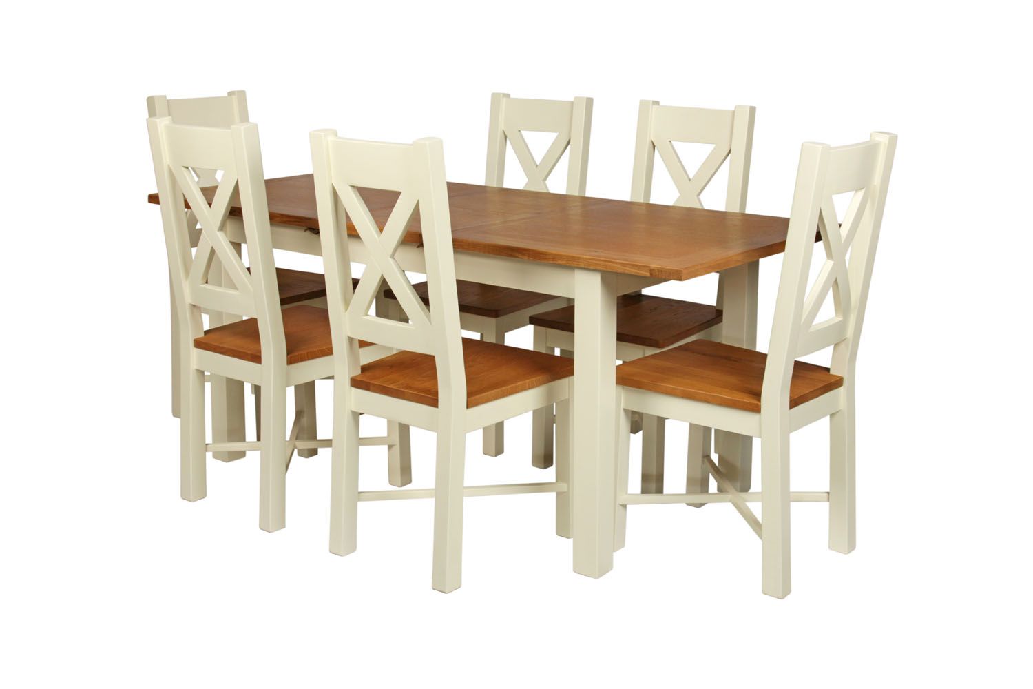 Country Oak 180cm Cream Painted Extending Dining Table 6 Grasmere Cream Painted Chairs - SUMMER SALE Country Oak 180cm Cream Painted Extending Dining Table 6 Grasmere Cream Painted Chairs - SUMMER SALE
