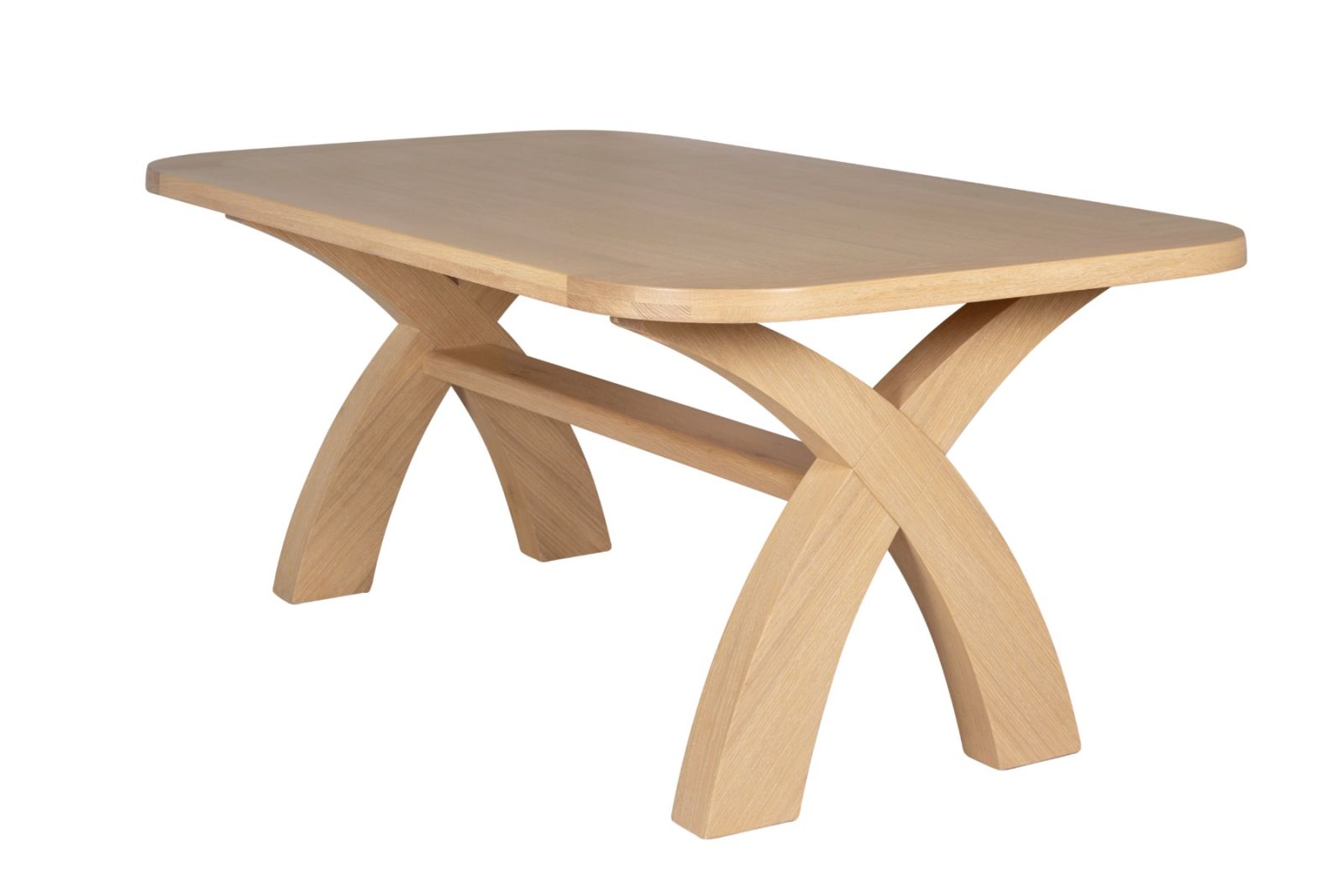 Doveridge 180cm Whitewash Limed Oak Cross Leg Dining Table Oval Corners - £100 OFF SUMMER SALE