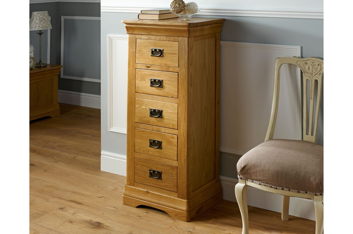 Farmhouse Country Oak 5 Drawer Tallboy Narrow Chest of Drawers - SUMMER SALE Farmhouse Country Oak 5 Drawer Tallboy Narrow Chest of Drawers - SUMMER SALE