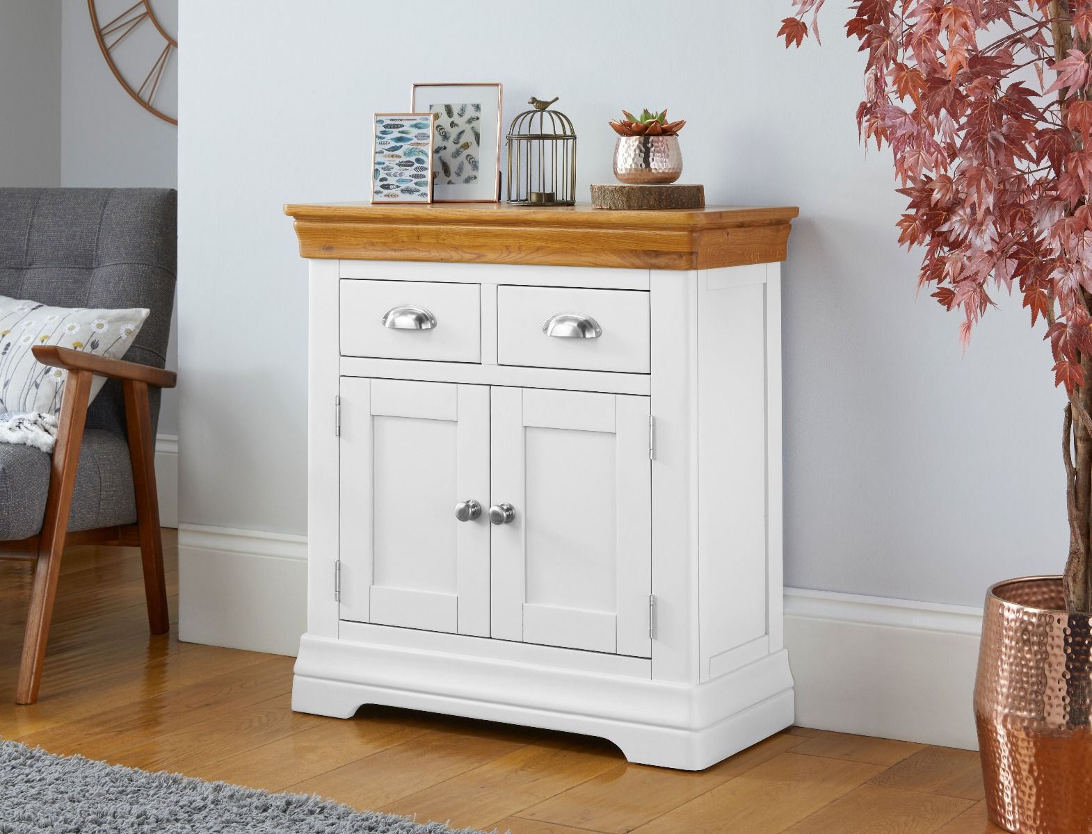 Farmhouse White Painted Small 80cm Oak Sideboard - SUMMER SALE Farmhouse White Painted Small 80cm Oak Sideboard - SUMMER SALE