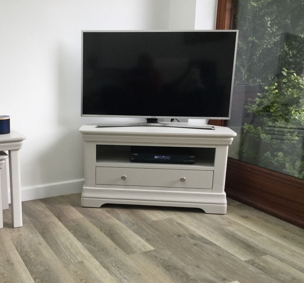 Toulouse Grey Painted Fully Assembled Corner TV Unit with Drawer - £50 OFF SUMMER SALE
