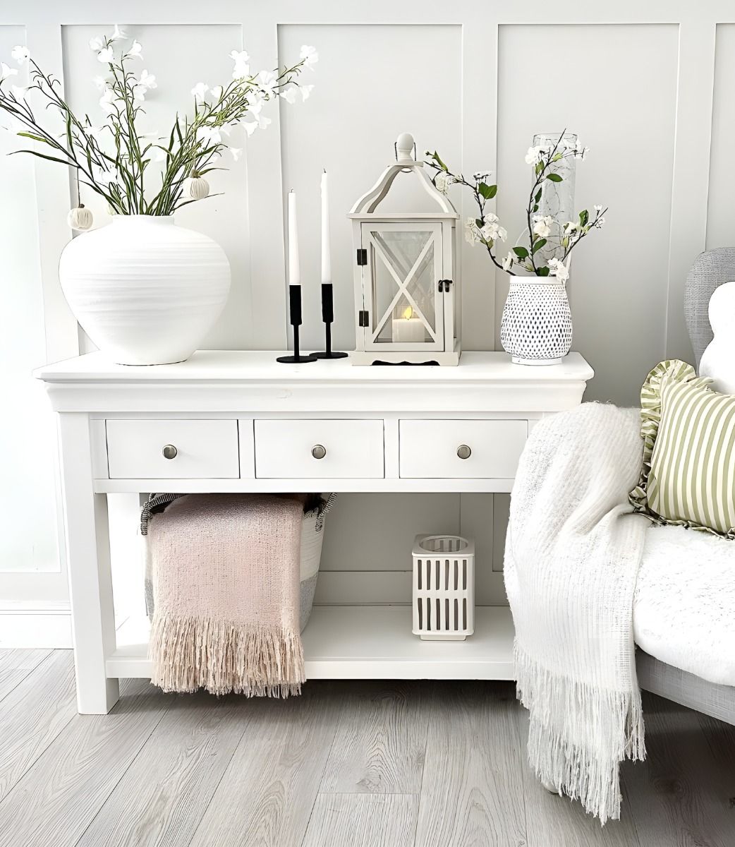 Toulouse White Painted 3 Drawer Large Assembled Console Table - £70 OFF SUMMER SALE