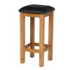 Baltic Solid Oak Brown Leather Kitchen Stool - £20 OFF SUMMER SALE - 3