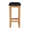 Baltic Solid Oak Brown Leather Kitchen Stool - £20 OFF SUMMER SALE - 4