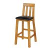 Billy Tall Oak Assembled Kitchen Stool with Black Leather Pad - £30 OFF FLASH SALE - 2