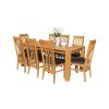 Cambridge 180cm Oak Dining Table 8 Chelsea Brown Leather Oak Chair Set - SUMMER SALE - 2