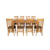 Cambridge 180cm Oak Dining Table 8 Chelsea Brown Leather Oak Chair Set - SUMMER SALE - 6