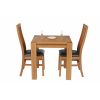 Cambridge 80cm Oak Table 2 Lichfield Brown Leather Chair Set - SUMMER SALE - 4