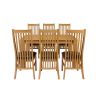 Cambridge 140cm Oak Table 6 Lichfield Brown Leather Chair Set - 4