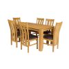 Oak Dining Set Cambridge 140cm Oak Table 6 Churchill Brown Leather Chairs - SUMMER SALE - 2