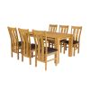 Oak Dining Set Cambridge 140cm Oak Table 6 Churchill Brown Leather Chairs - SUMMER SALE - 3