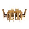 Oak Dining Set Cambridge 140cm Oak Table 6 Churchill Brown Leather Chairs - SUMMER SALE - 5