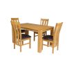 Oak Dining Set Cambridge 140cm Oak Table 6 Churchill Brown Leather Chairs - SUMMER SALE - 6
