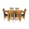 Caravella 170cm Extending Oak Table 6 Churchill Brown Leather Chair Set - SUMMER MEGA DEAL - 4