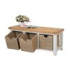 Cheshire Grey Painted Hallway Large Shoe Bench with 3 Baskets - 25% OFF FLASH SALE - 3