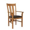 Churchill Brown Leather Oak Carver Dining Chair - £20 OFF SUMMER SALE - 4