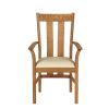 Churchill Cream Leather Oak Carver Dining Chair - SUMMER SALE - 4