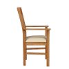 Churchill Cream Leather Oak Carver Dining Chair - SUMMER SALE - 5