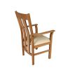 Churchill Cream Leather Oak Carver Dining Chair - SUMMER SALE - 7