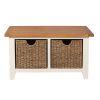 Country Cottage Cream Painted Oak Shoe Storage Bench with 2 Baskets - 25% OFF FLASH SALE - 8