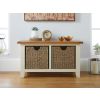 Country Cottage Cream Painted Oak Shoe Storage Bench with 2 Baskets - 25% OFF FLASH SALE - 3