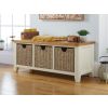 Country Cottage Cream Painted Oak Shoe Storage Bench with 3 Baskets - 25% OFF FLASH SALE - 2