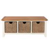 Country Cottage Cream Painted Oak Shoe Storage Bench with 3 Baskets - 25% OFF FLASH SALE - 9
