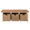 Country Cottage Cream Painted Oak Shoe Storage Bench with 3 Baskets - 25% OFF FLASH SALE - 11