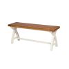 Cream Painted 1.2m Cross Leg Oak Dining Bench - £40 OFF FLASH SALE - 3