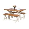 Cream Painted 1.2m Cross Leg Oak Dining Bench - £40 OFF FLASH SALE - 7