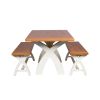 Cream Painted 1.2m Cross Leg Oak Dining Bench - £40 OFF FLASH SALE - 8