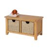Country Oak Hallway Shoe Storage Bench 2 Wicker Baskets - 25% OFF FLASH SALE - 3