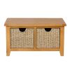 Country Oak Hallway Shoe Storage Bench 2 Wicker Baskets - 25% OFF FLASH SALE - 7