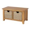 Country Oak Hallway Shoe Storage Bench 2 Wicker Baskets - 25% OFF FLASH SALE - 8