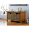 Country Oak Hallway Shoe Storage Bench 2 Wicker Baskets - 25% OFF FLASH SALE - 2