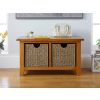 Country Oak Hallway Shoe Storage Bench 2 Wicker Baskets - 25% OFF FLASH SALE - 4