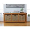 Country Oak Hallway Shoe Storage Bench with 3 Wicker Baskets - 10% OFF SUMMER SALE - 4