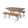 Country Oak 140cm cream painted dining table pair 120cm cross leg benches - SUMMER SALE - 6