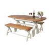Country Oak 180cm CREAM PAINTED Extending Cross Leg Oval Table and 2 x 120cm Cross Leg CREAM Bench Set - SUMMER SALE - 3