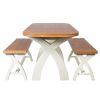 Country Oak 180cm CREAM PAINTED Extending Cross Leg Oval Table and 2 x 120cm Cross Leg CREAM Bench Set - SUMMER SALE - 4