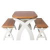 Country Oak 180cm CREAM PAINTED Extending Cross Leg Oval Table and 2 x 120cm Cross Leg CREAM Bench Set - SUMMER SALE - 7