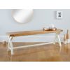 1.6m Cream Painted Cross Leg Oak Bench - £50 OFF FLASH SALE - 2