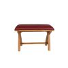 Country Oak 80cm Red Leather Cross Leg Dining Bench - £40 OFF FLASH SALE - 2