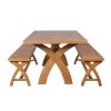 Country Oak 180cm X Leg Table Pair Of 160cm Bench Set - SUMMER SALE - 2