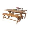 Country Oak 180cm X Leg Table Pair Of 160cm Bench Set - SUMMER SALE - 3