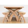 Country Oak 140cm X Leg Table and 2 120cm X Leg Country Oak Benches - SUMMER SALE - 4