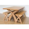 Country Oak 140cm X Leg Table and 2 120cm X Leg Country Oak Benches - SUMMER SALE - 5