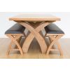 Country Oak 140cm X Leg Table and Pair of 120cm Dark Brown Leather Bench Dining Set - SUMMER SALE - 2